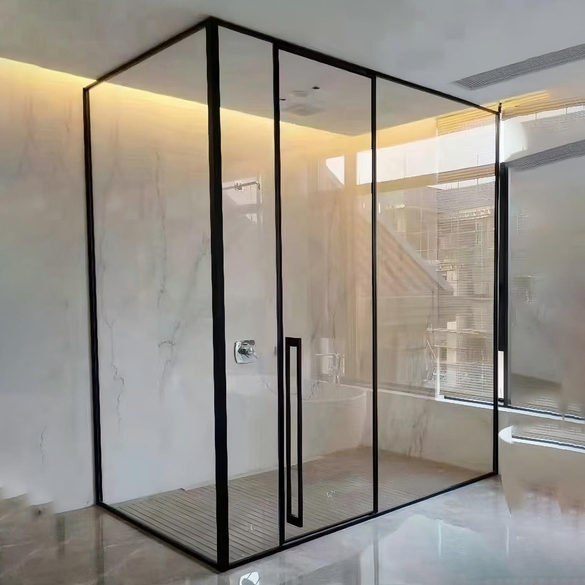 Corner Shower Profile Space Optimized