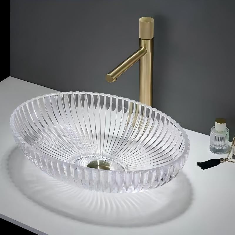 Fluted Oval Glass Vessel Sink