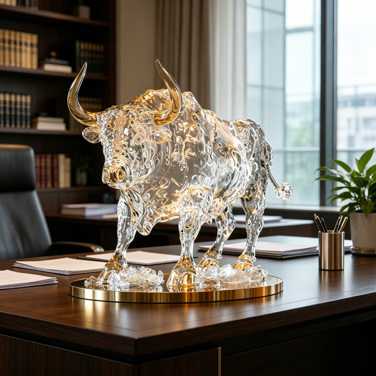 Illuminated Bull Sculpture