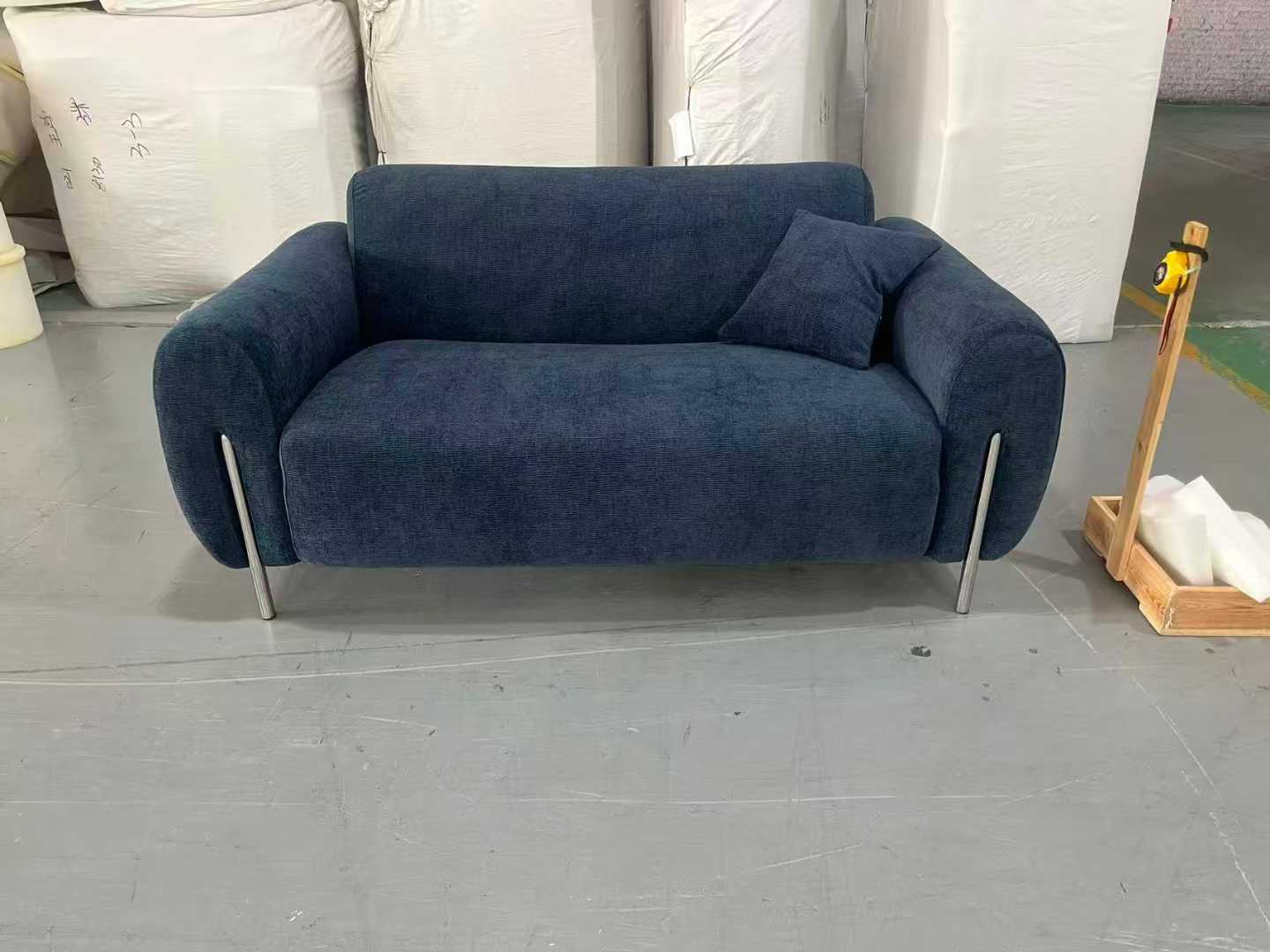 Navy Blue Fabric 2-Seater Loveseat Sofa