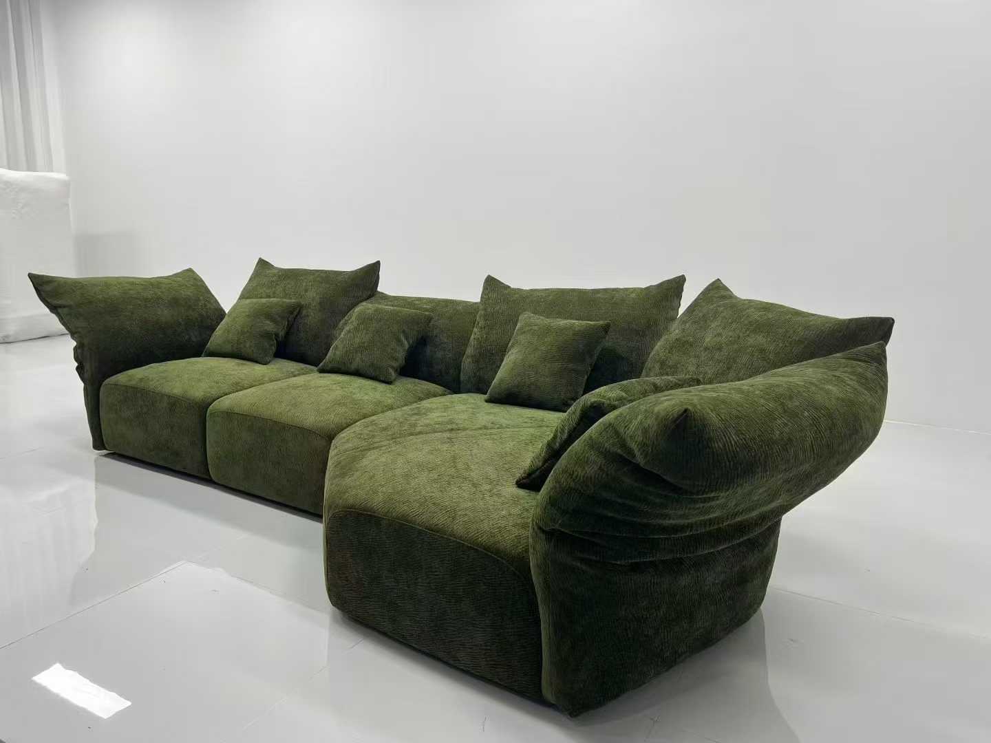 Green Modular L-Shaped Sectional Sofa