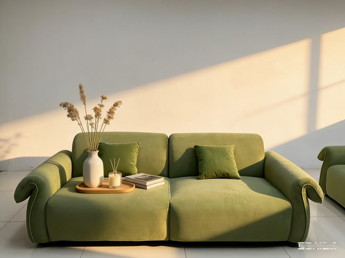 Green Velvet 2‑Seater Sofa Couch