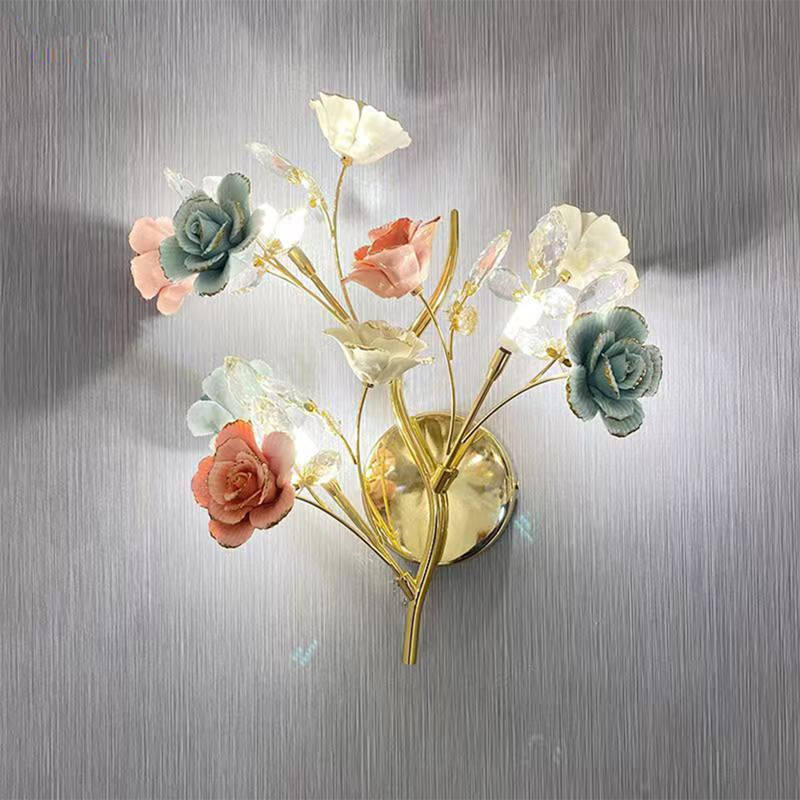 Iron Crystal Ceramic LED Wall Lamp