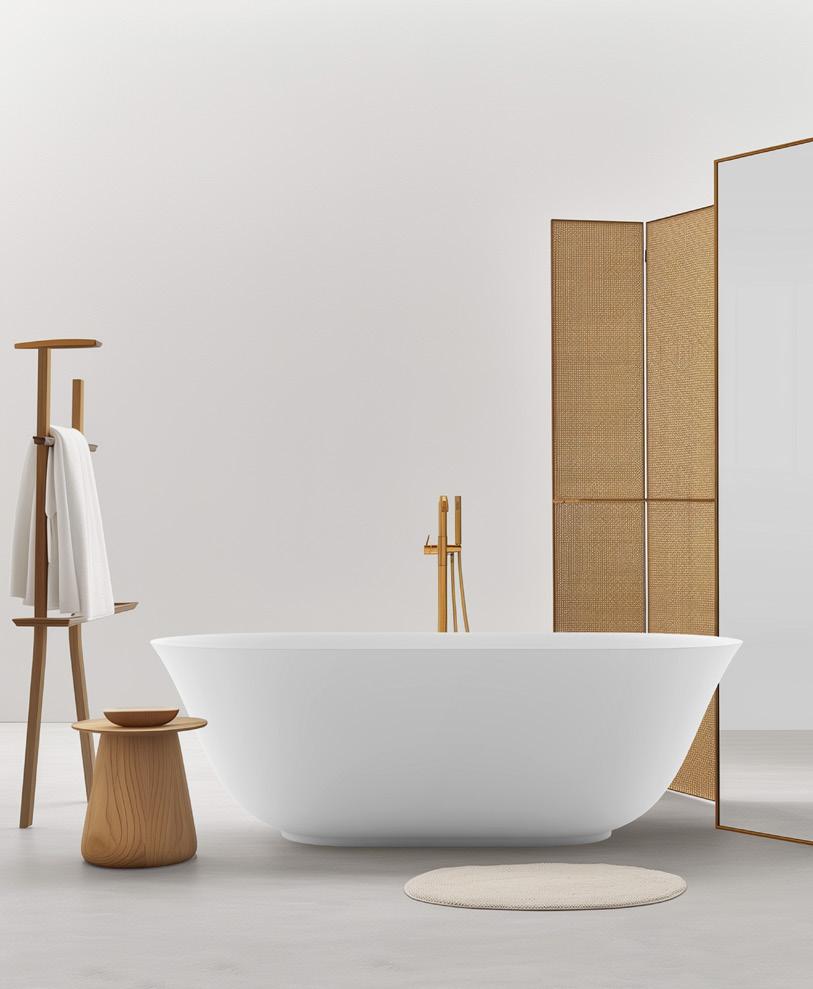 Fresh White Artificial Stone Bathtub