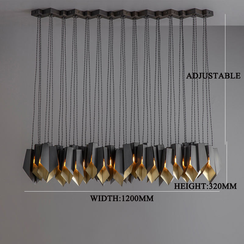 Modern Art Deco Bronze Chandelier