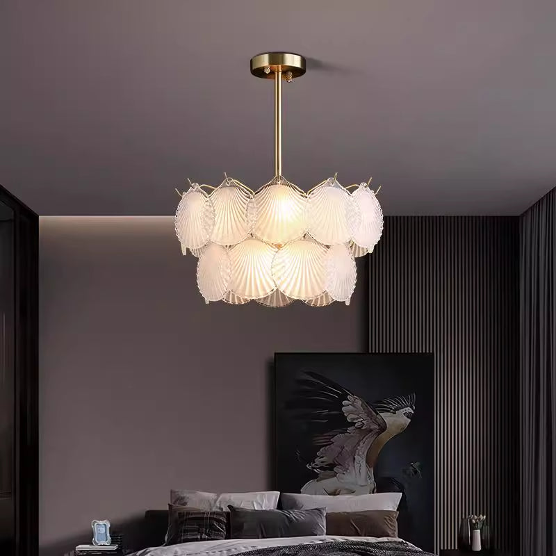 French Artistic Glass Shell Chandelier