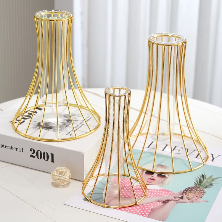 Metal Glass Vase Hydroponic Container