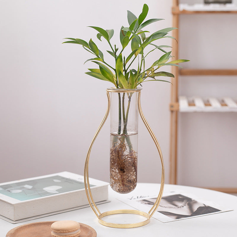 Golden Wrought Iron Glass Vase