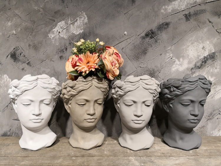 Venus Statue Head Cement Vase