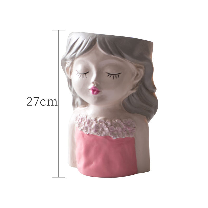 Cute Girl Like Cement Flowerpot