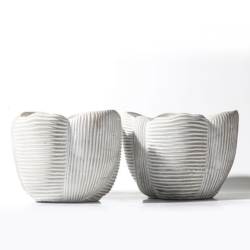 White Cement Flowerpot Ornament