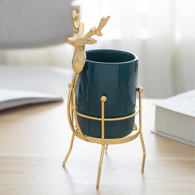 Creative Iron Deer Ceramic Vase