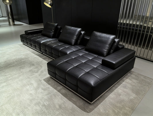 Timeless Black Leather Sectional: Elevate Modern Living Spaces