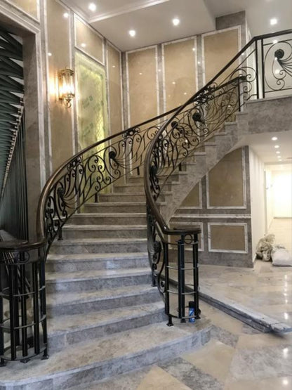 Compact Space-Saving Indoor Iron Stair Handrail