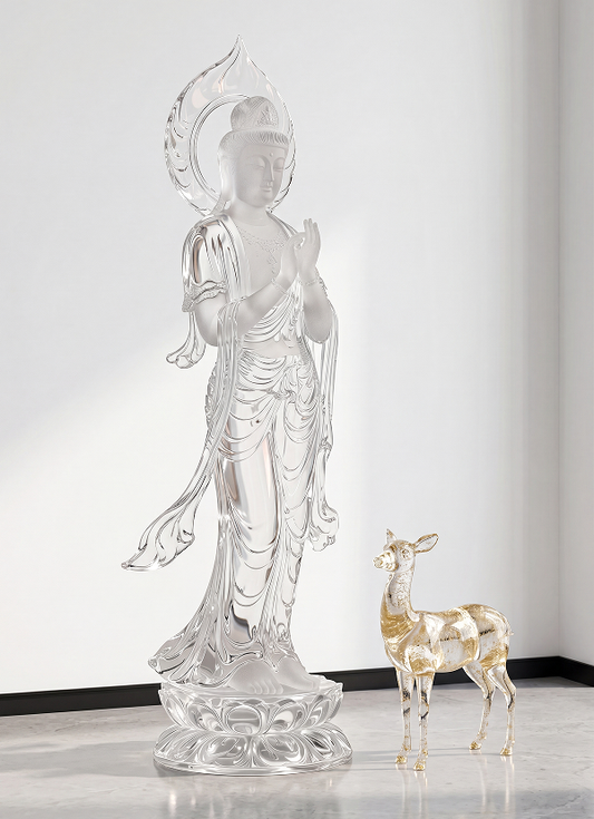 Synthetic Crystal Guanyin Statue