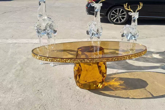 Amber Synthetic Crystal Coffee Table