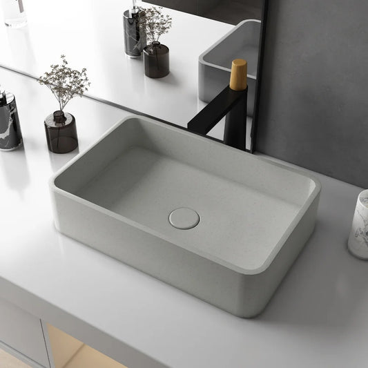 Rectangular Gray Bathroom Cement Washbasin
