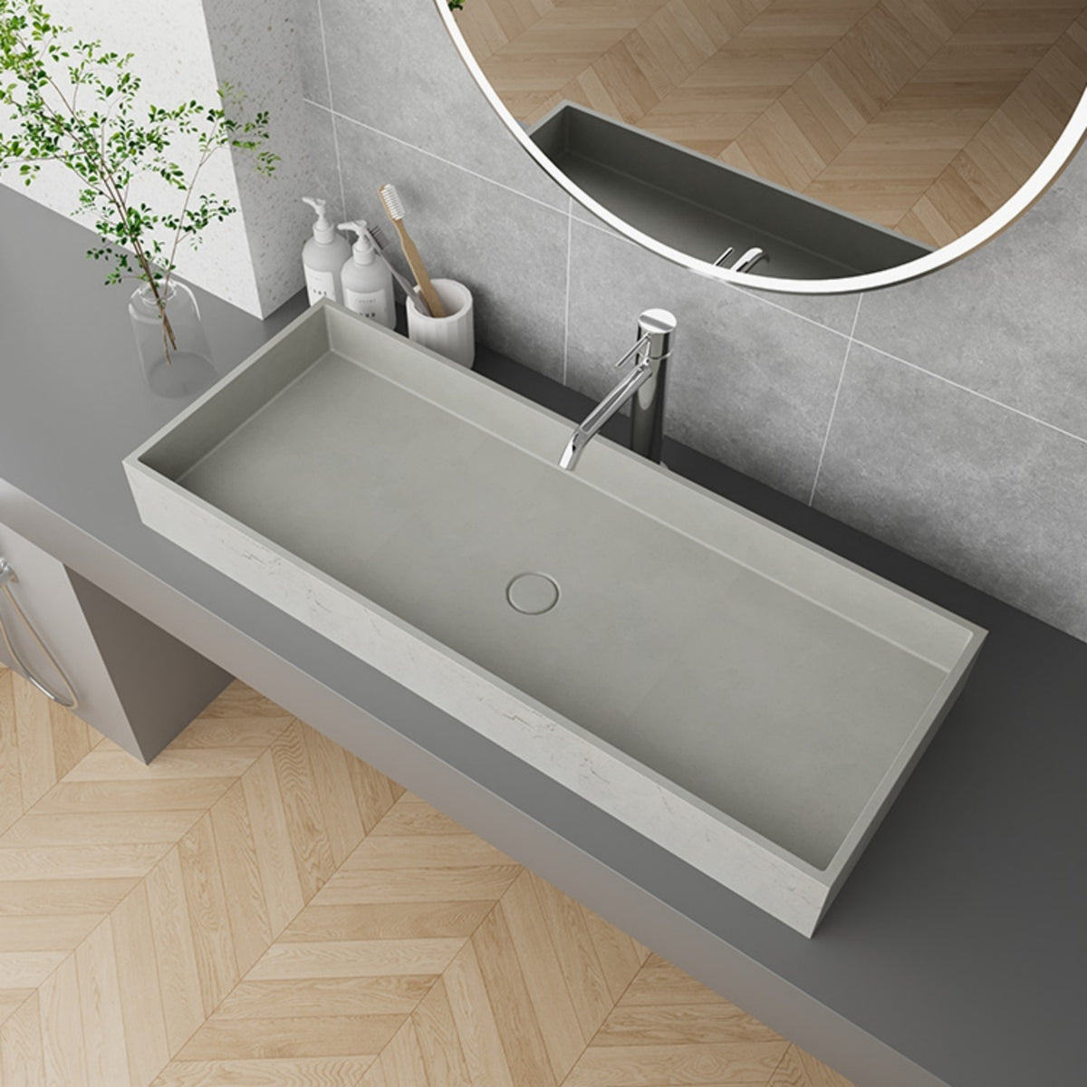 Rectangular Bathroom Cement Basin