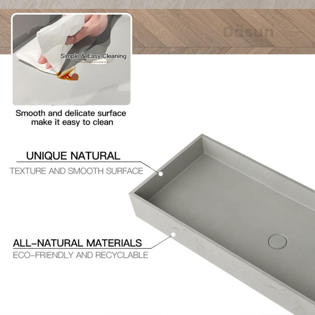 Rectangular Bathroom Cement Basin