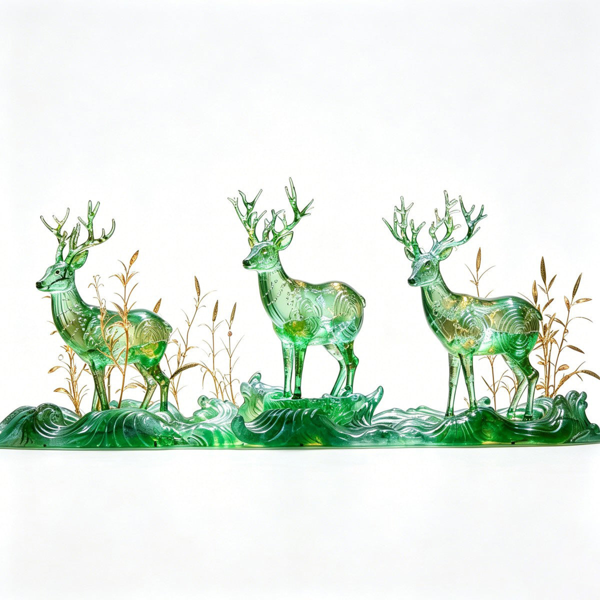 Green Deer Sculpture Decor