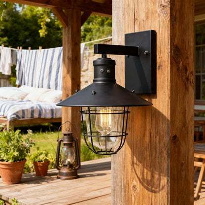 Modern Black Stainless Steel Outdoor Wall Lantern, Customizablele