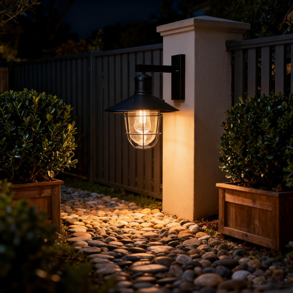Modern Black Stainless Steel Outdoor Wall Lantern, Customizablele