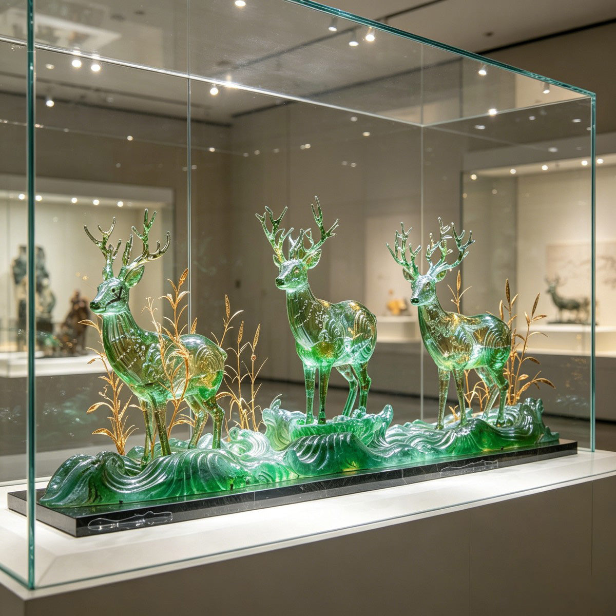 Green Deer Sculpture Decor