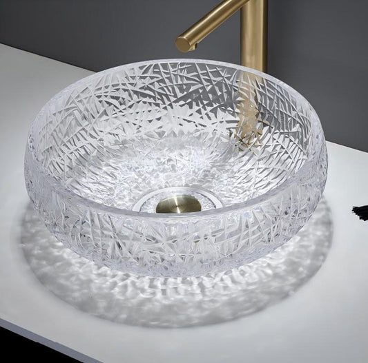 Cut Crystal Glass Vessel Sink