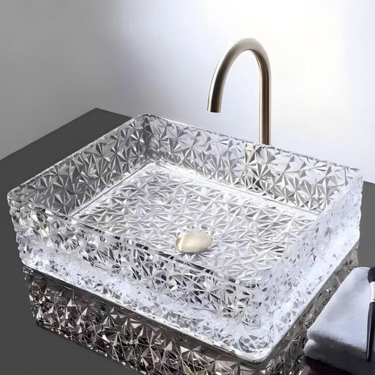 Diamond Cut Glass Vessel Sink