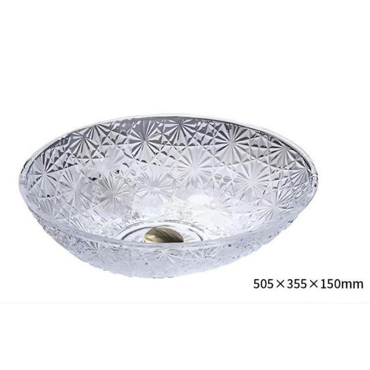 Oval Cut Crystal Glass Sink