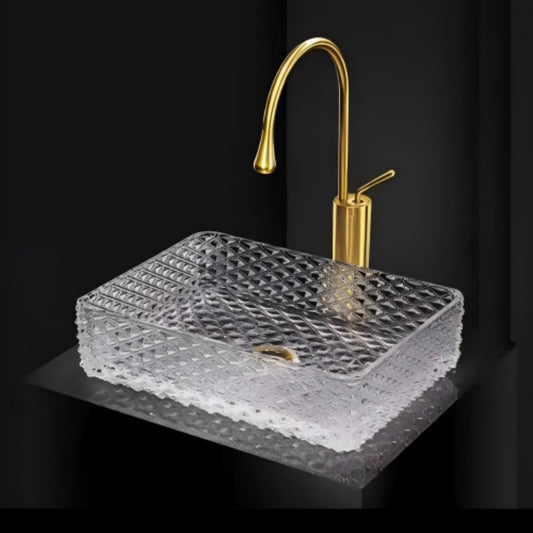 Diamond Cut Glass Vessel Sink