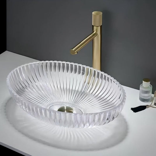 Fluted Oval Glass Vessel Sink