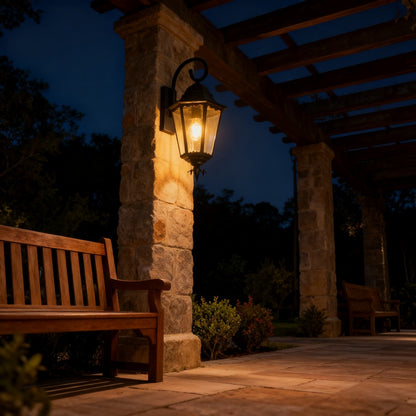Black Outdoor Wall Lantern, Customizable Iron/Stainless Steel Fixture