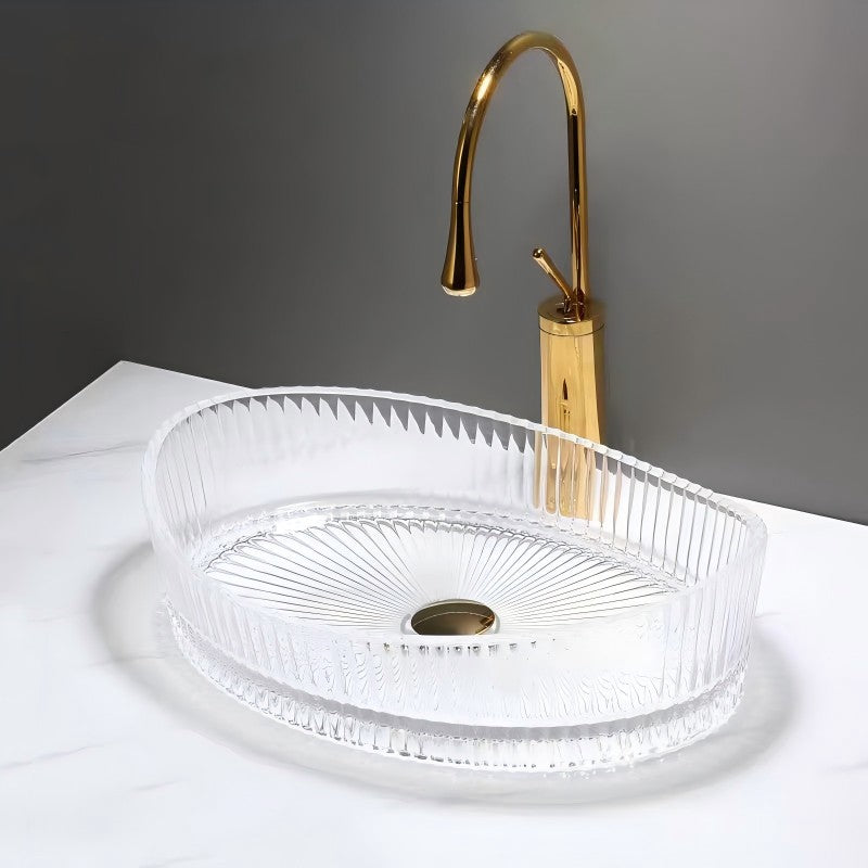 Fluted Oval Glass Vessel Sink