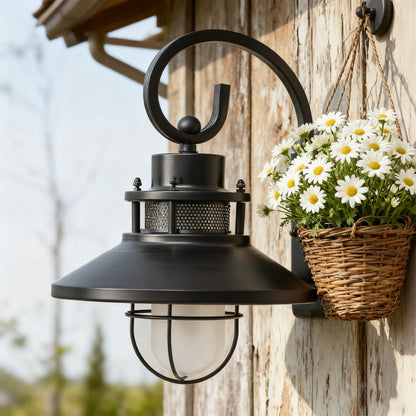 Rustic Black Iron Outdoor Wall Sconce, Customization Available