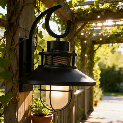 Rustic Black Iron Outdoor Wall Sconce, Customization Available