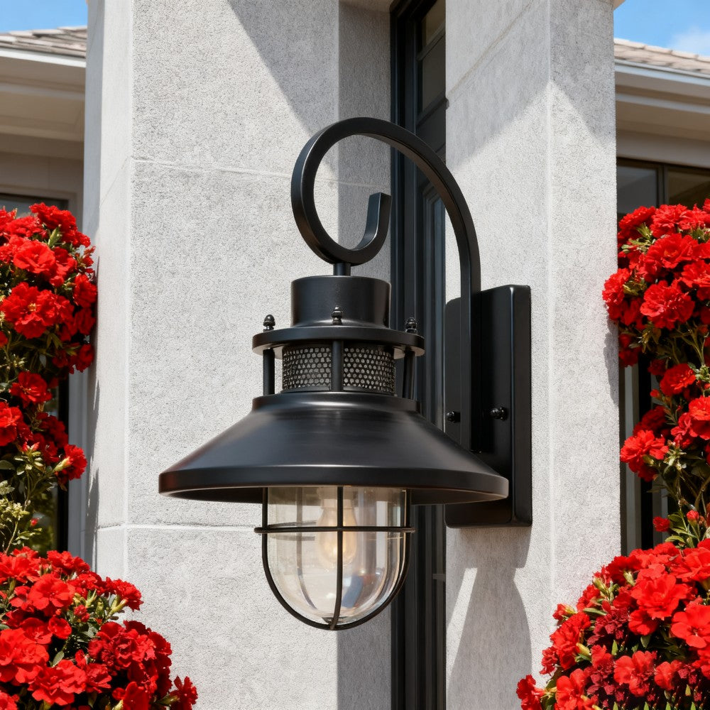 Rustic Black Iron Outdoor Wall Sconce, Customization Available