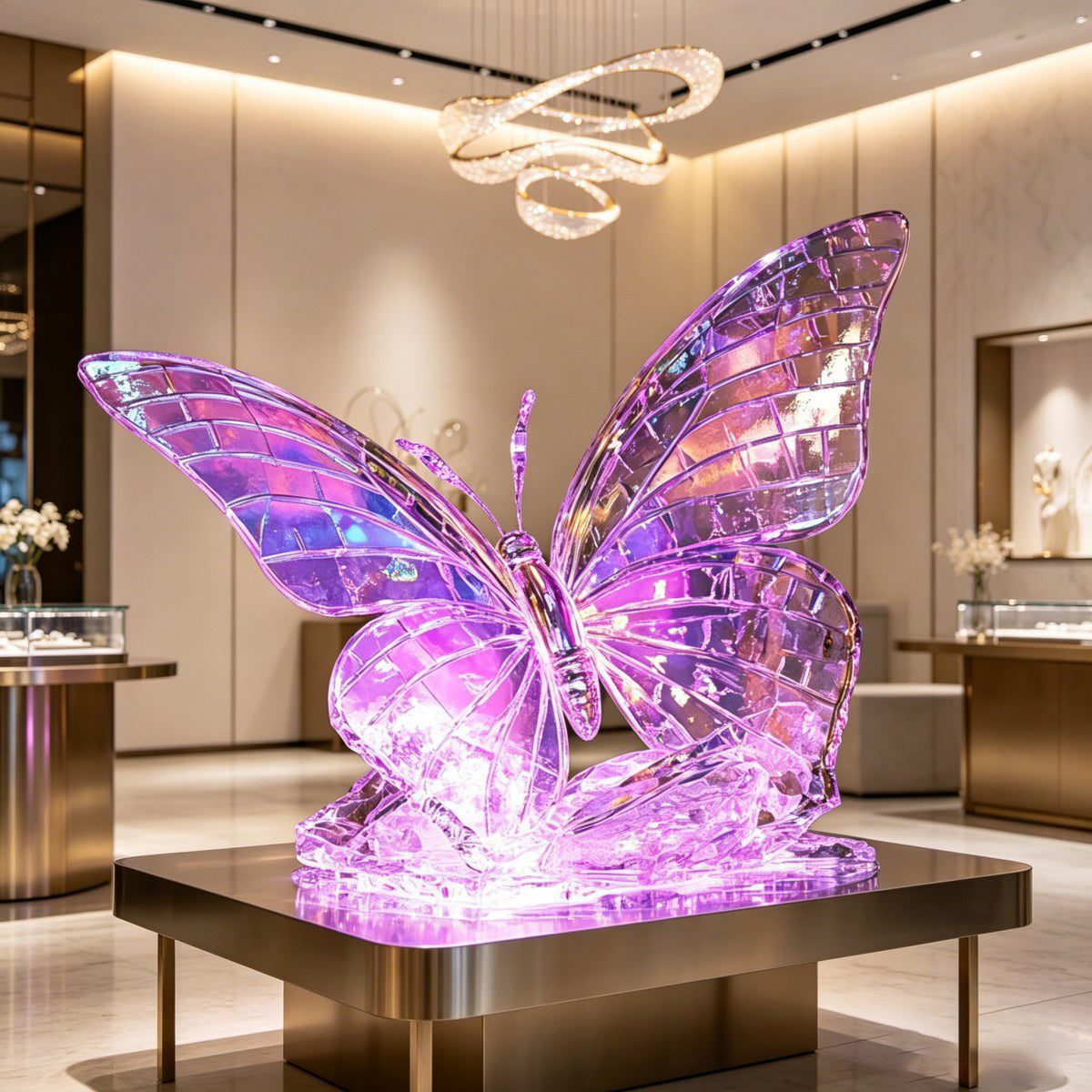 Transparent Purple Butterfly Statue