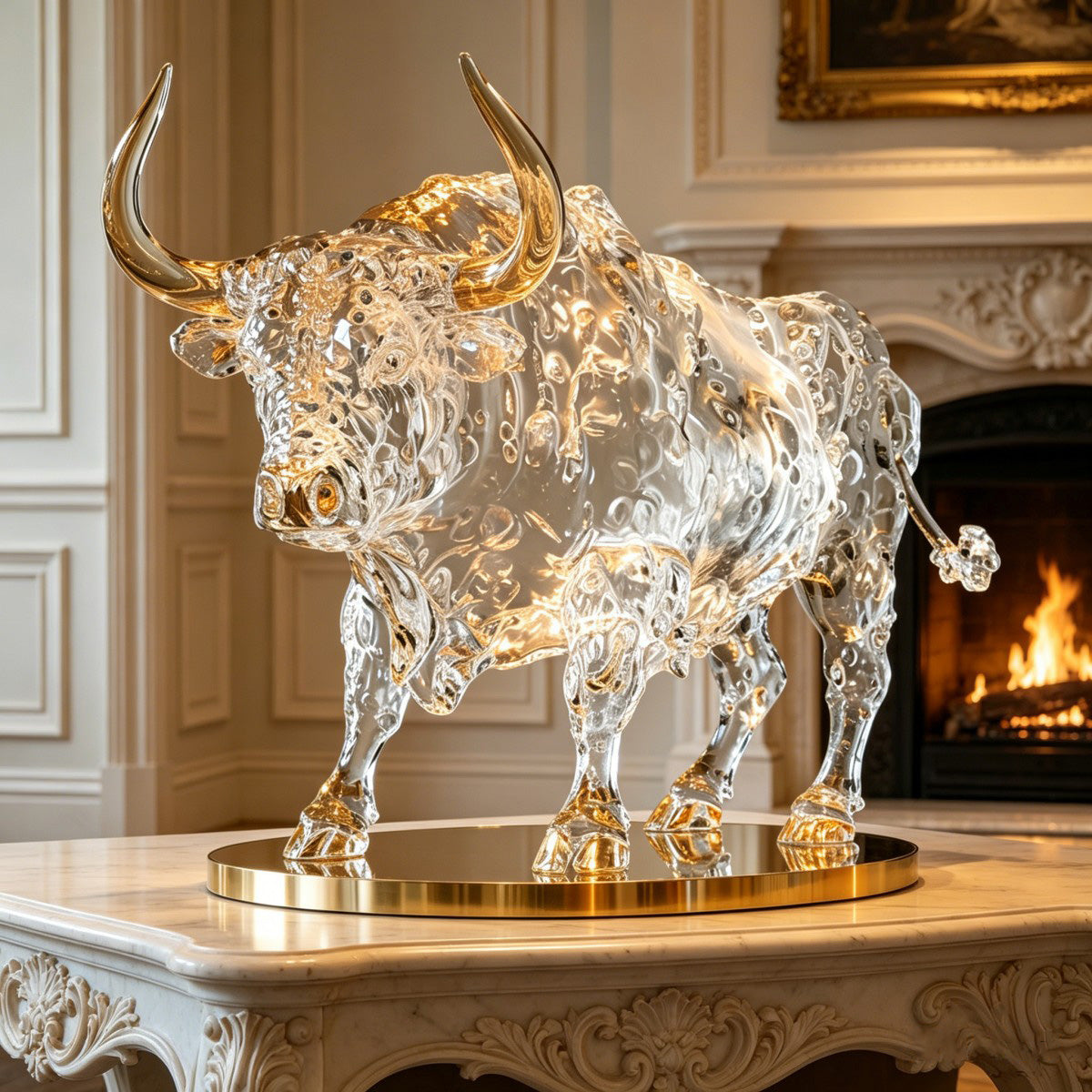 Illuminated Bull Sculpture