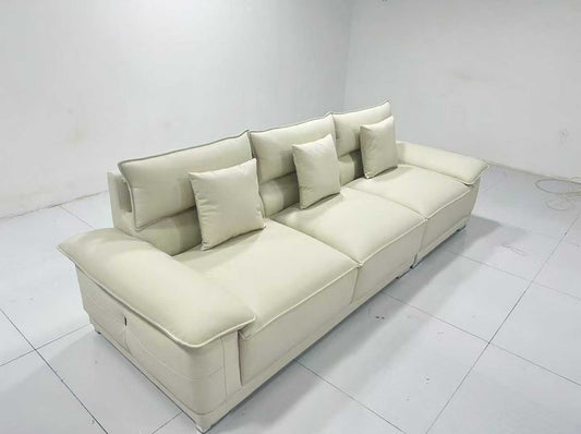 Beige 3-Seater Sofa with Adjustable Backrests