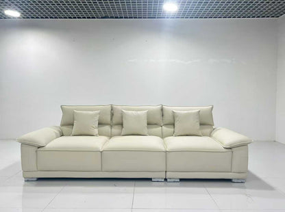 Beige 3-Seater Sofa with Adjustable Backrests