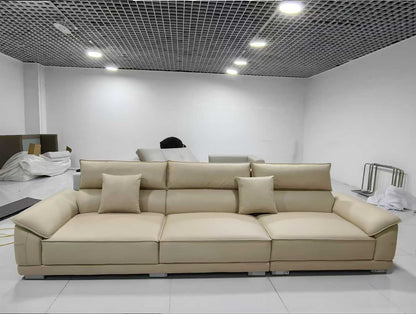 Beige 3-Seater Sofa with Adjustable Backrests