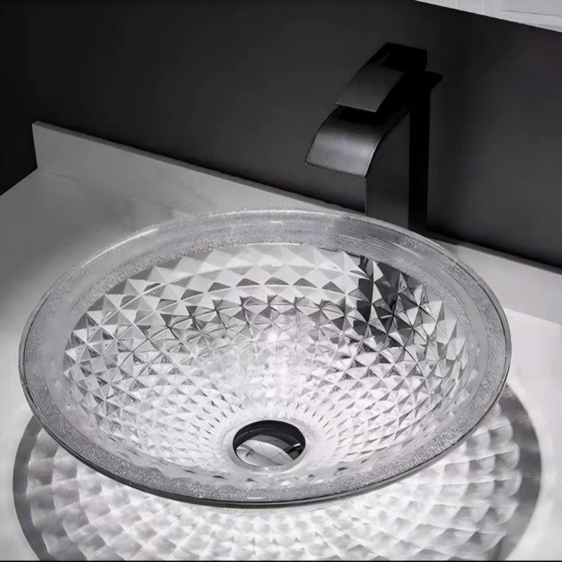 Diamond Cut Glass Vessel Sink