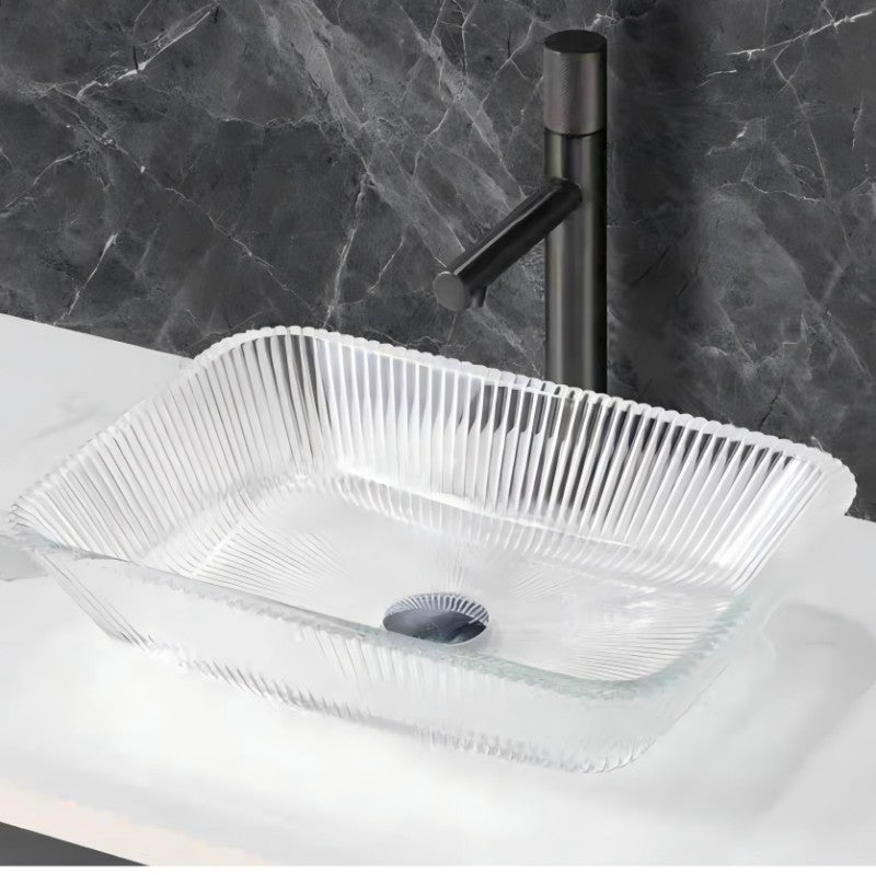 Fluted Clear Glass Vessel Sink