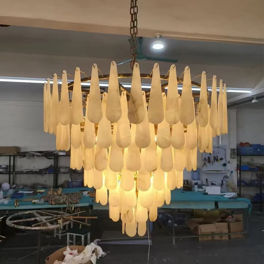 Alabaster Chandelier Light for Staircase