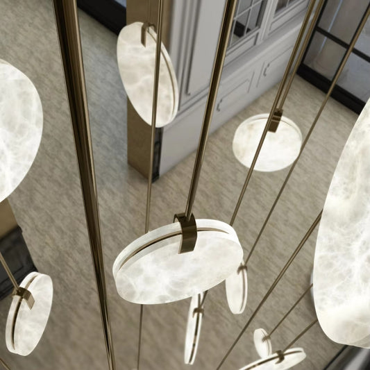 Round Alabaster Chandelier for Foyer