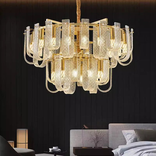 Pink 14-Light Rectangle Chandelier