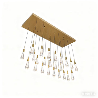 American Artistic Raindrop Crystal Pendant Chandelier - Brass & Glass Drops for Dining/Kitchen/Bedroom