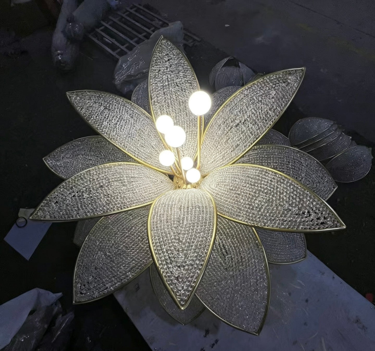Illuminated Metal Lotus Flower Decor
