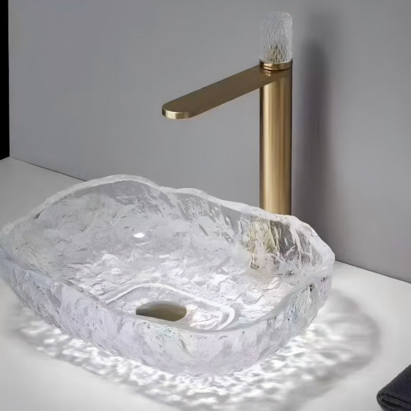 Ice Textured Glass Vessel Sink